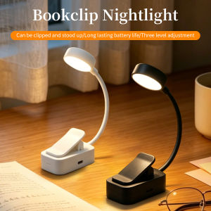 LED Clip On Desk Lamp Portable Night Light Rechargeable 3 Colors Dimmable Eye Protection For Bedroom Study Reading Lighting
