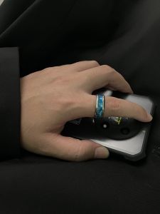 Ocean Starry Sky Element Design Ring Male and Female Trendy Brand Minimalist Titanium Steel No Fading Ring Student Couple Couple Rings