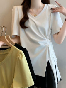 Fashion Loose Waist Ties Irregular Cut Large Size Tshirt