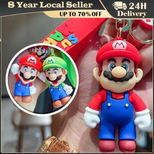 ❤️【Same Day Delivery】 Super Mario Bros Keychain 3D Cartoon Car Accessories Schoolbag Pendant Key Bag Decoration Collection Kids Toys Doll Birthday Gift LZC-Keychain-Mario