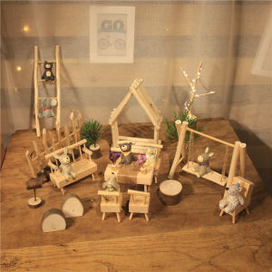 Zakka Resin Mini Animal Dolls Astral Landscape Decorative Ornaments Vintage Wood Desktop Scenarios for Friends And Colleagues