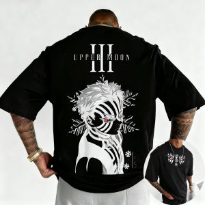 Bandai | Summer Men T-shirt Demon Slayer Akaza Anime Print Pattern Hip Hop Men and women Top Versatile Fashion Street Wear Y2K Harajuku