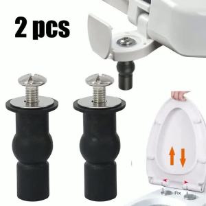 2 Pack Toilet Seat Screw Hinge Expansion Rubber Top Universal Nut Cover Tray Fixing Toilet Blind Hole Bathroom Toilet Seat Parts