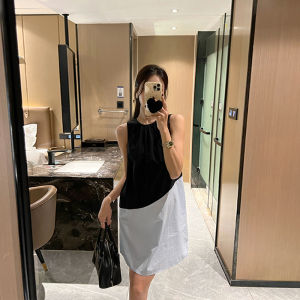 Gold Cocoon Maternity Dress Sleeveless Patchwork French Style Summer New Arrival Small Size Pregnant Women Clothing Hepburn Style