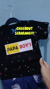 Setelan Baju Bayi Anak Laki-Laki Motif Karakter Papa Boys Celana Denim Usia 3-15 Bln