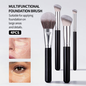 4PCS Multifunctional Foundation Makeup Brush SetDifferent Sizes Brushesfor Full Face Base&Under Eye Concealer Detail Blending