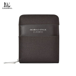 LouisWill กระเป๋าสตางค์อเนกประสงค์ทำจาก PU นิ่มสำหรับกระเป๋าสตางค์ใบสั้นกระเป๋าสตางค์ลายลิ้นจี่กระเป๋าสตางค์ความจุเยอะย้อนยุคใส่ได้หลายช่องใส่บัตรได้หลายช่อง Pouch Koin ผู้ที่ใส่บัตรเครดิตเหรียญหนัง PU กระเป๋าสตางค์ธุรกิจ