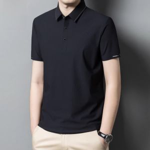 ROMON | Lormen Ice Silk Slim Fit Polo Shirt Mens Summer Casual Business Short Sleeve T-Shirt Fashionable Breathable Urban Style