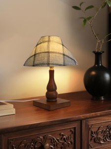 DGY | Retro Fabric Printed Wooden Bedside Lamp