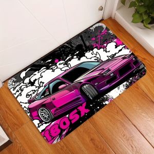 VIKAMA Trendy Purple Racing Door Mat Anti Slip Living Room Bedroom Entrance Door Entrance Carpet Home Decoration