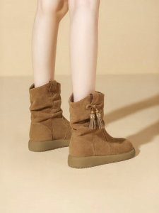 Josiny | Retro Fringe Pearl Stacked Boots
