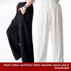 Cotton Linen Tai Chi Pants Loose Lamp Shade Design for Men Women Suitable for Spring Autumn Tai Chi Practicing Pants Summer