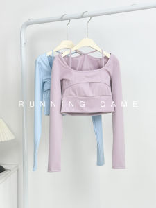 เสื้อออกกำลังกายโยคะแขนยาว 2025 สำหรับผู้หญิง พร้อมแผ่นรองหน้าอก สายเดี่ยวบาง กระชับสัดส่วน โยคะ ฟิตเนส เสื้อออกกำลังกาย