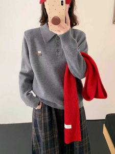 Autumn Winter Thickened Knitted Grey Polo Neck Sweater Womens Fashionable Warm Outerwear Innerwear Casual Style Long Sleeve