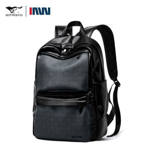 SEPTWOLVES Septwolves Korean Genuine Leather Backpack For Men Waterproof Medium Backpack With Laptop Storage For Outdoor Motorcycle Biking