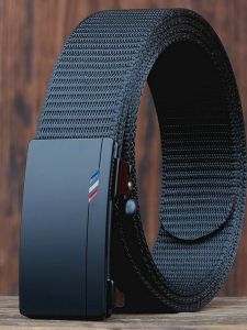 Easiest for Match Nylon Canvas Automatic Buckle Belt Belt Belt Outer Inner Buckle Men Raw Genuine Goods Casual Toothless without Holes
