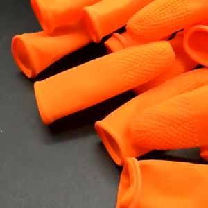 100-10Pcs Latex Finger Cots Anti-static Anti-slip Latex Finger Cots/Reusable Orange Rubber Fingertips Protective Gloves
