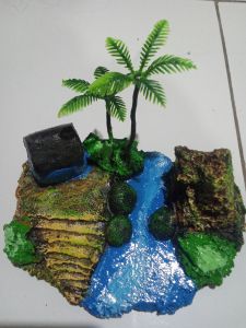 aquarium aquascape ornamen hiasan aquarium thema pulau biru