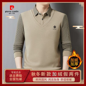 Áo Thun Polo Lót Lông Cừu Pierre Cardin Dày Dặn Ấm Áp Mùa Đông Cho Nam Áo Thun Dài Tay in Họa Tiết Thời Trang Công Sở Thường Ngày