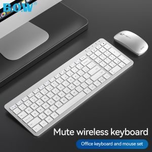 BOW Silent HW198D-2 Wireless Keyboard and Mouse Set Portable Ultra Thin 2.4G USB Combo Mini Mice for Desktop Laptop