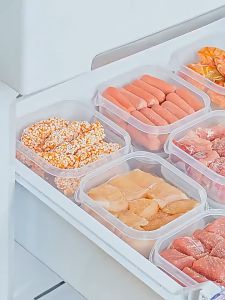 Kotak Penyimpanan Makanan Kulkas 350Ml / 650 ml Kotak Pembagi Daging Kotak Wadah Pengawet