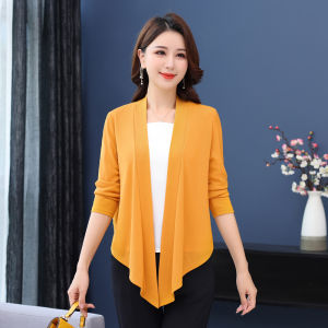 Womens Knitted Fringed Outerwear Shoulder Shawl Coat Medium-Length Spring Autumn Open Cardigan Top Outer Garment Jacket