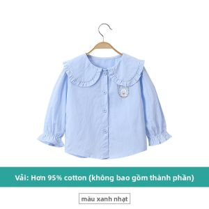 Hamqi | Áo Sơ Mi Dài Tay Cotton Phong Cách Thường Ngày cho Bé Gái