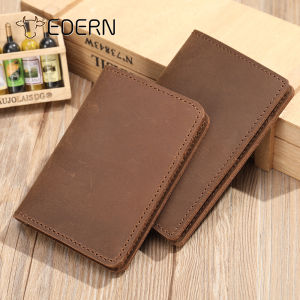EDERN New Crazy Horse Leather Wallet for Men Retro Casual Short Wallet Fashion Cowhide Bifold Wallet Mini Money Clip Card Holder