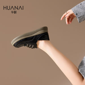 Huanai 2025 Autumn New Thick Bottom Loafers Womens Versatile JK Commute British Style Leather Shoes Retro Two-Way Single Shoes