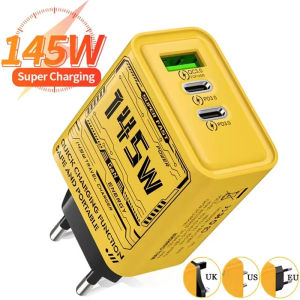 145W Fast Charger PD USB Charger Quick Phones Charge Adapter For Phone  3 Ports EU/US/UK Plug Wall Adapter