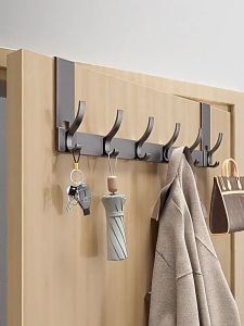 Door Hanger Hook Bedroom Adjustable Aluminum Hook Wall Hook Bathroom Clothes Drill Free Door Rear
