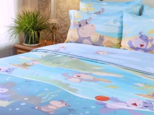 EXOTICA ปลอกผ้านวมถอดซักได้ / ผ้านวมเย็บติด ลาย Hippopofamus ขนาด 100นิ้ว x 90"นิ้ว (เหมาะสำหรับที่นอน 6 ฟุต หรือ 5 ฟุต) / ขนาด 70นิ้ว x 90"นิ้ว (เหมาะสำหรับที่นอน 3.5 ฟุต)