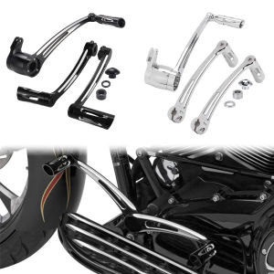 รถจักรยานยนต์สีดํา/Chrome Heel Toe Shift Lever W/Shifter Pegs แขนเบรคชุดเหยียบสําหรับ Harley Touring Street Glide 2008-2019