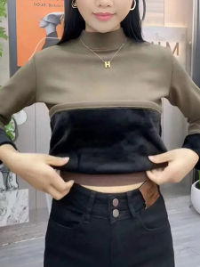 Stylish Warm Turtleneck Top with French Design Fluffy Interior
