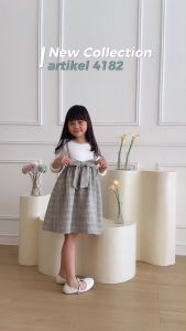 Two Mix Dress Anak Perempuan Bahan Kaos + Kain Katun usia 1-12 Tahun 4182