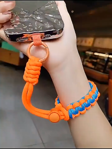 【COD】Mobile Phone Lanyard Wristband Black Multi Color Adjustable Braided Strap