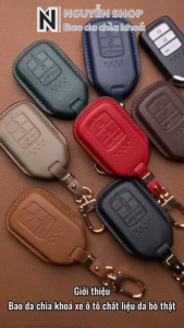 Bao Da Chìa Khoá Ô Tô HON-A3 Honda City CRV Civic Smartkey 3 Nút Bấm Ốp Chìa Khoá Ép Form Da Thật