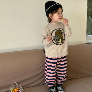 Trendy Dinosaur Knitwear Baby Boys Spring Autumn Clothes Cartoon Childrens Knitted Sweater round Neck Long Sleeve Soft Fabric