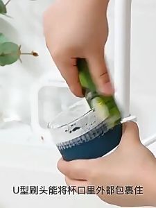 3in1 Bottle Brush Cleaner Mini U Shape Cup Thermos Baby Milk Bottle Mouth Lid Cap Groove Gap Cleaning Rotatable