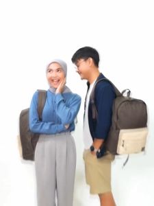 Ransel Casual Oxford Khaki Motif Geometris JFR Smokey Backpack JBAG27