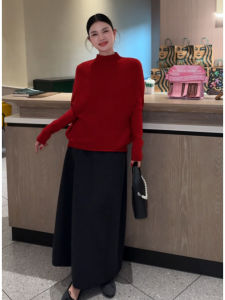 YUEZHONGWEI | Trendy Attractive New Years Winter Ensemble Red Layered Cape Sweater