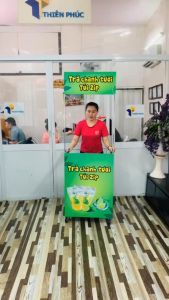 Xe trà chanh gấp gọn kích thước nhỏ gọn 60cm - khung sắt căng bạt 2 ngăn để đồ