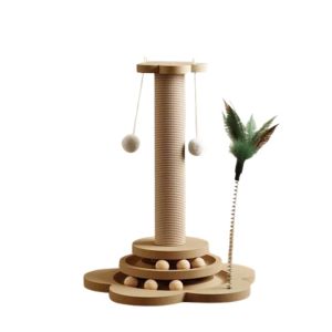 HATELI Cat Toy Cat Scratcher Cat Turntable Funny Cat Stick Balls Durable Sisal Scratching Board Cat Supplies Cat Grab Column Solid Wood Cat Climbing Frame 40cm