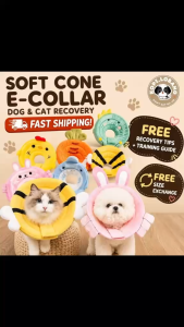 [SG] [FAST] Comfy Soft E-Collar for Dogs & Cats Adjustable Elizabethan Recovery Cone for Post-Surgery Care