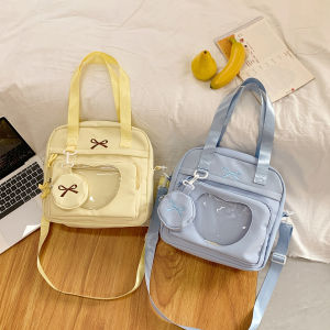 Kawaii Butterfly Knot Single Shoulder Bag Transparent Comic Con Bag Cute Japanese Style Crossbody Bag for Students And Girls