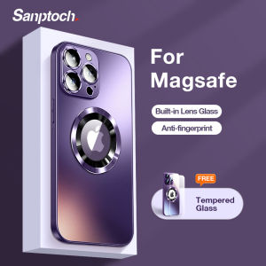 Sanptoch เคสโทรศัพท์เคลือบแม่เหล็กสำหรับ iPhone 16 15 14 13 12 Pro Max ฝาครอบป้องกันเลนส์กล้องถ่ายรูปกระจกในตัวสำหรับ iPhone 11 Pro Max เคสป้องกันกันกระแทก