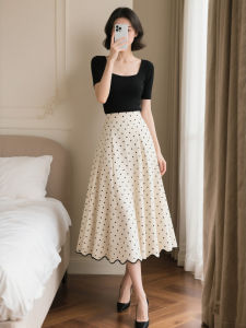 HANCHUN | Stylish Slimming French Style Square Collar Black Dress Set