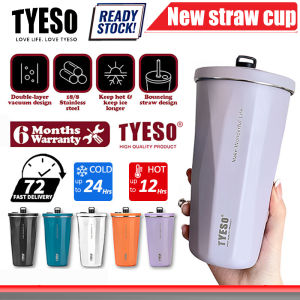 Tyeso Coffee Tumbler Aquaflask With Straw 600ml Mug Cup Hot And Cold Stainless Steel Double Wall Vacuum Thermal Leak Proof Water Bottle
