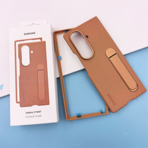 Samsung | Samsung Galaxy Z Fold 7 5G Leather Standing Phone Case Foldable Bracket Hard PU Cover ZFold7 Anti-fall Shockproof Protect Shell