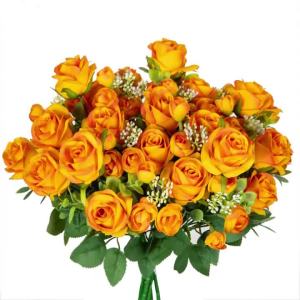 Silk Rose Artificial Flowers Wedding Wreath Bridal Bouquet Home Room Dining Table Festival Outdoor Yard Garden Diy Gifts Decora